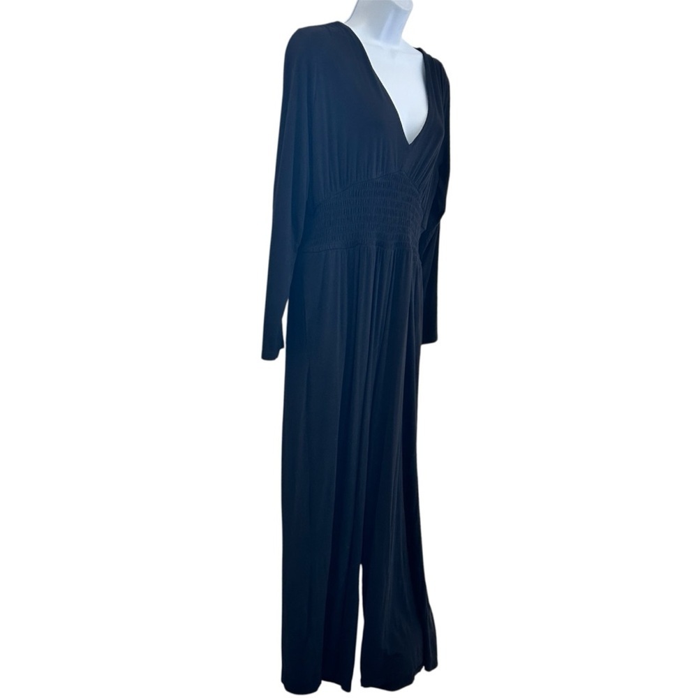 Old Navy Waist-Defined V-Neck Jumpsuit Black Size L Wide Leg Witchy - Picture 4 of 11